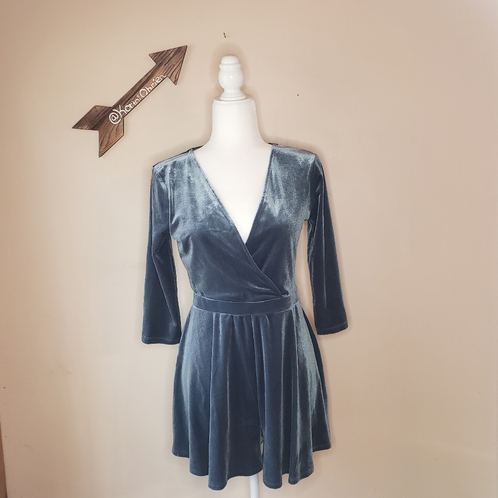 Silence + Noise Green Velvet Romper